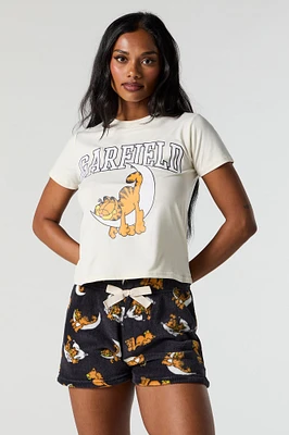 Ensemble-pyjama 2 piÃ¨ces avec t-shirt Ã  imprimÃ© Garfield et short pelucheux