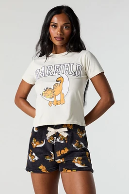 Garfield T-Shirt and Plush Short 2 Piece Pajama Set