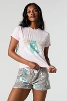 Ensemble-pyjama 2 piÃ¨ces avec t-shirt Ã  imprimÃ© Care Bears et short pelucheux