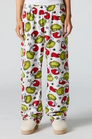 Pantalon de pyjama pelucheux Noël à imprimé Grinch