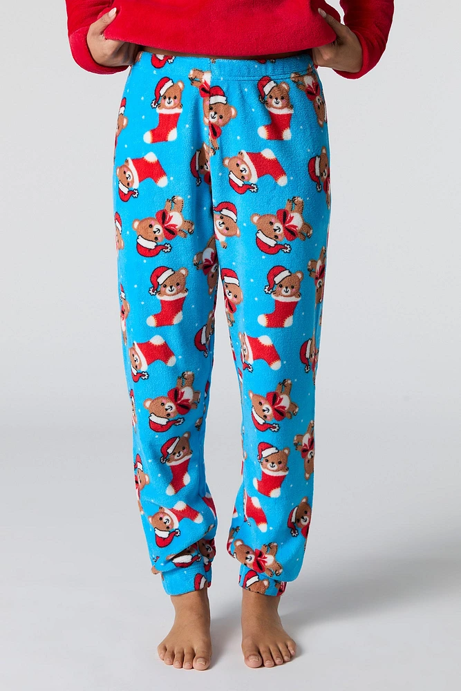 Ensemble pyjama avec haut à manches longues en peluche et pantalon Noël