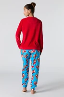 Ensemble pyjama avec haut à manches longues en peluche et pantalon Noël