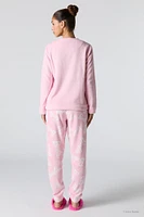 Ensemble pyjama cadeau avec haut à manches longues en peluche imprimé Barbie™ et pantalon