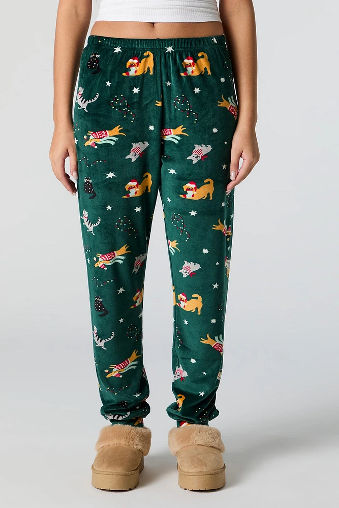 Velour Print Pajama Jogger