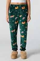 Velour Print Pajama Jogger