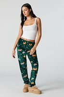 Velour Print Pajama Jogger