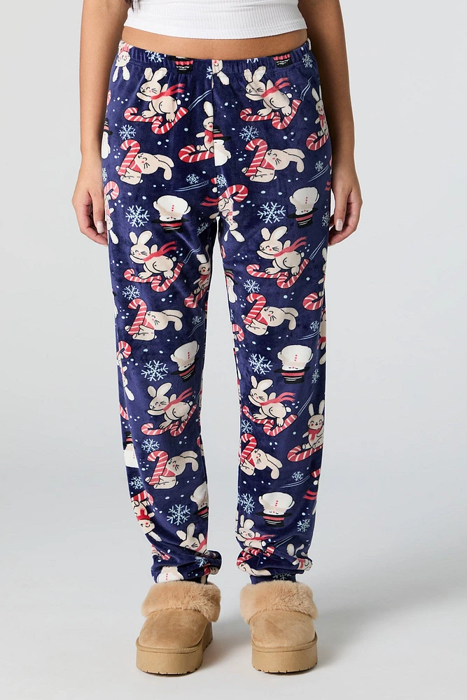 Velour Print Pajama Jogger