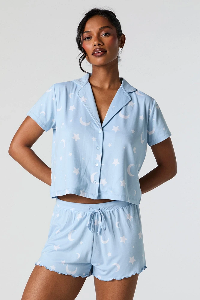 Ensemble pyjama imprimÃ© avec haut boutonnÃ© et short