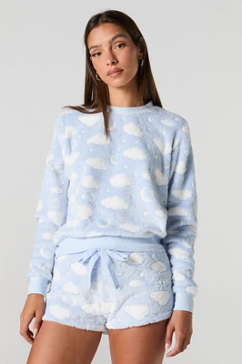 Ensemble pyjama avec haut à manches longues et short en peluche