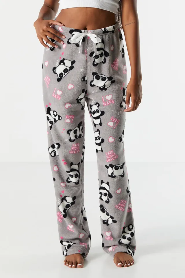 Girls Panda Print Plush Pajama Pant – Urban Planet