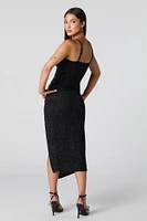 Sparkle Surplice Midi Wrap Dress