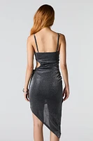 Sparkle Cut-Out Asymmetrical Midi Dress