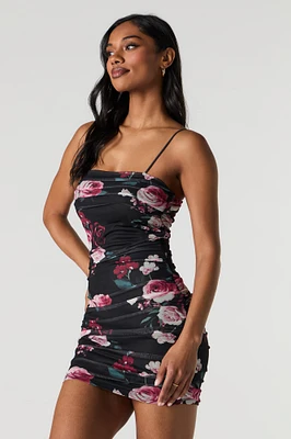 Mesh Ruched Mini Dress