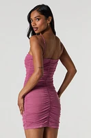 Mesh Ruched Mini Dress