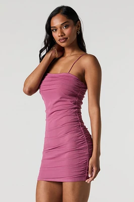 Mesh Ruched Mini Dress
