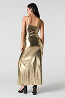 Metallic Slit Maxi Dress