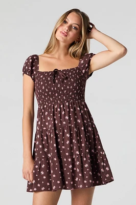 Floral Smocked Tiered Mini Dress