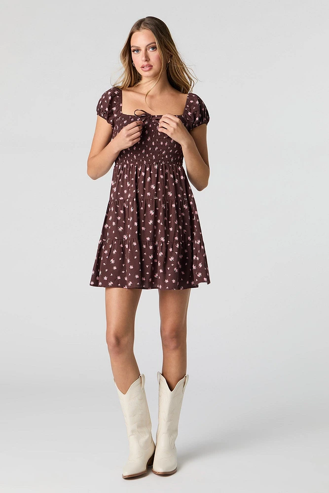 Floral Smocked Tiered Mini Dress