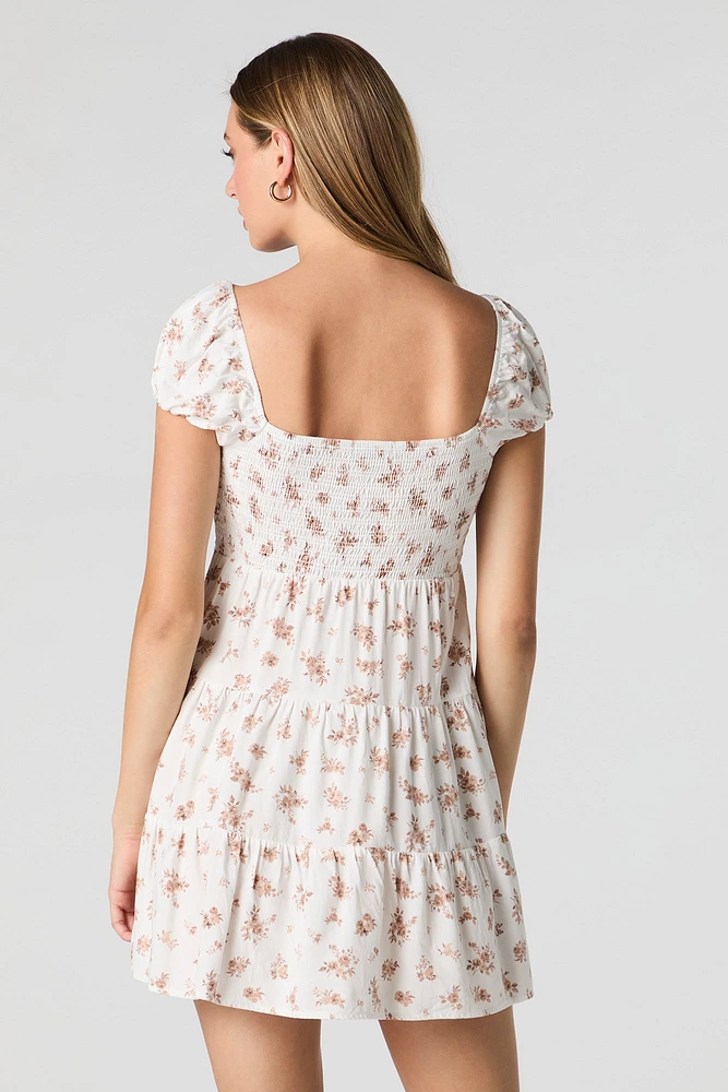 Floral Smocked Tiered Mini Dress