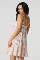 Floral Printed Tiered Babydoll Mini Dress