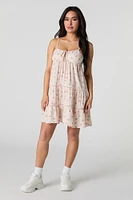 Floral Printed Tiered Babydoll Mini Dress