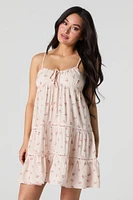 Floral Printed Tiered Babydoll Mini Dress
