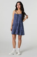 Floral Printed Tiered Babydoll Mini Dress