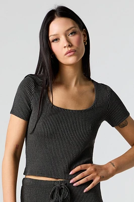 Textured Ribbed Scoop Neck Top