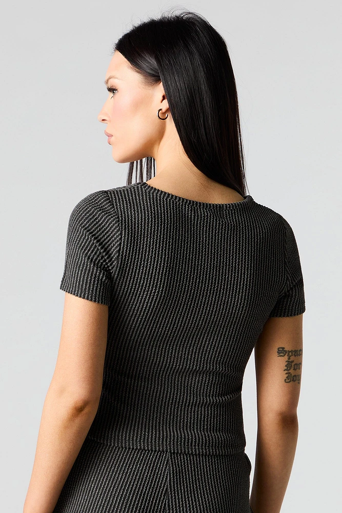 Textured Ribbed Scoop Neck Top