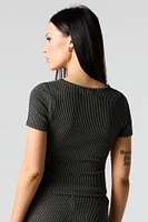 Textured Ribbed Scoop Neck Top