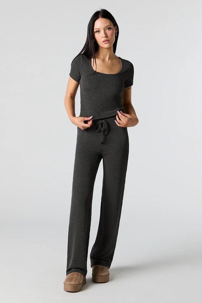Textured Ribbed Scoop Neck Top