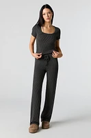 Textured Ribbed Scoop Neck Top