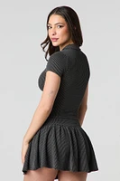 Ribbed Knit Flowy Mini Skort