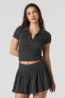 Ribbed Knit Flowy Mini Skort