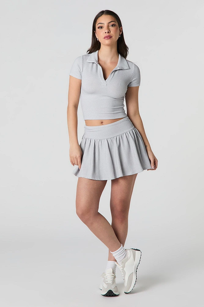 Minijupe-short fluide en tricot côtel