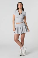 Minijupe-short fluide en tricot côtel