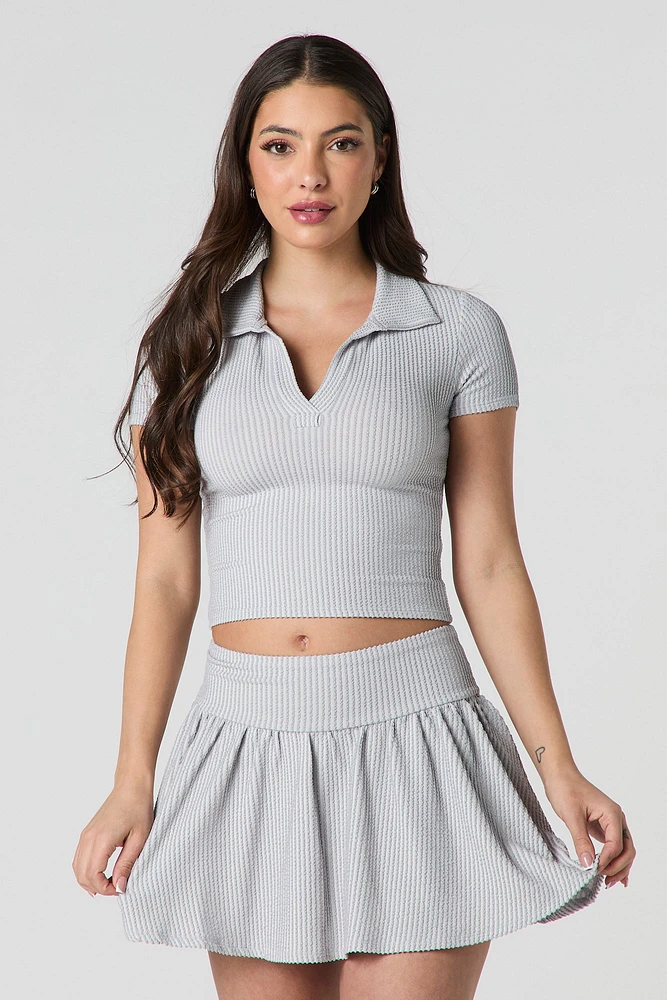 Minijupe-short fluide en tricot côtel