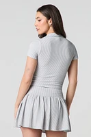 Haut court en tricot côtelé avec col