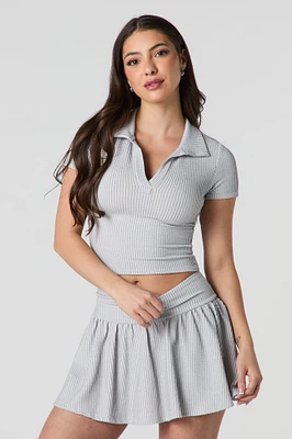 Haut court en tricot côtelé avec col