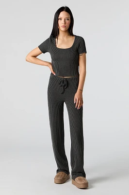 Textured Ribbed Wide Leg Pant