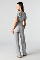 Pantalon à jambe large côtelé textur