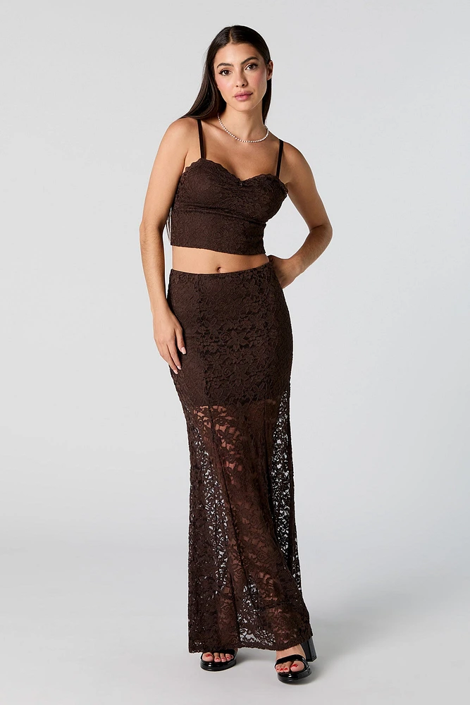 Jupe maxi en dentelle fleurie