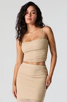 Sparkle Mesh Ruched Cropped Tank