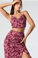 Floral Mesh Corset Crop Top