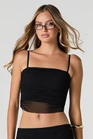 Mesh Ruched Cropped Cami