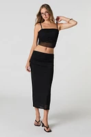 Mesh Ruched Cropped Cami