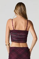 Camisole court ruchée en filet