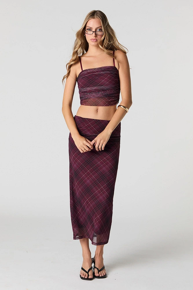 Camisole court ruchée en filet