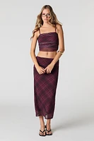Camisole court ruchée en filet