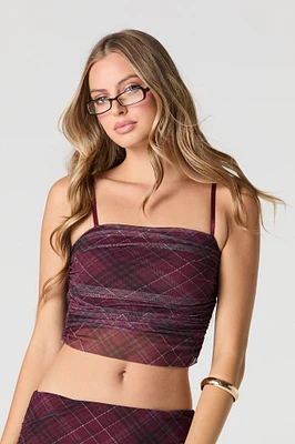 Camisole court ruchée en filet